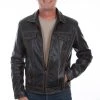 Scully Mens Black Leather Zip Vintage Jacket