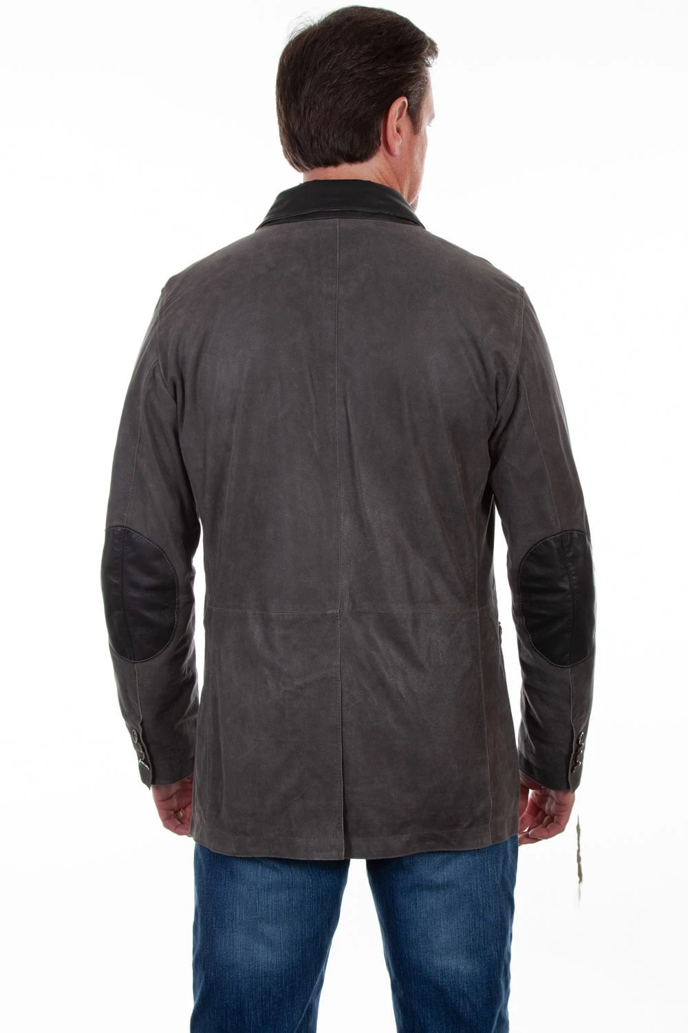 Scully Mens Black Lamb Leather Elbow Patch Jacket - Image 2