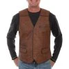 Scully Mens Brown Leather Canvas Jacket
