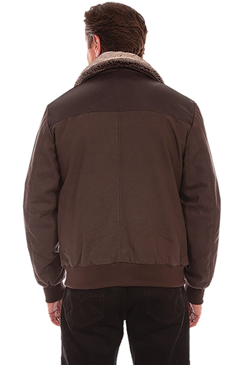 Scully Mens Vintage Brown Leather Sporty Canvas Jacket - Image 2