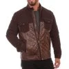 Scully Mens Chocolate Suede Quilted Jacket