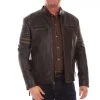 Scully Mens Black Lamb Leather Zip Racer Jacket