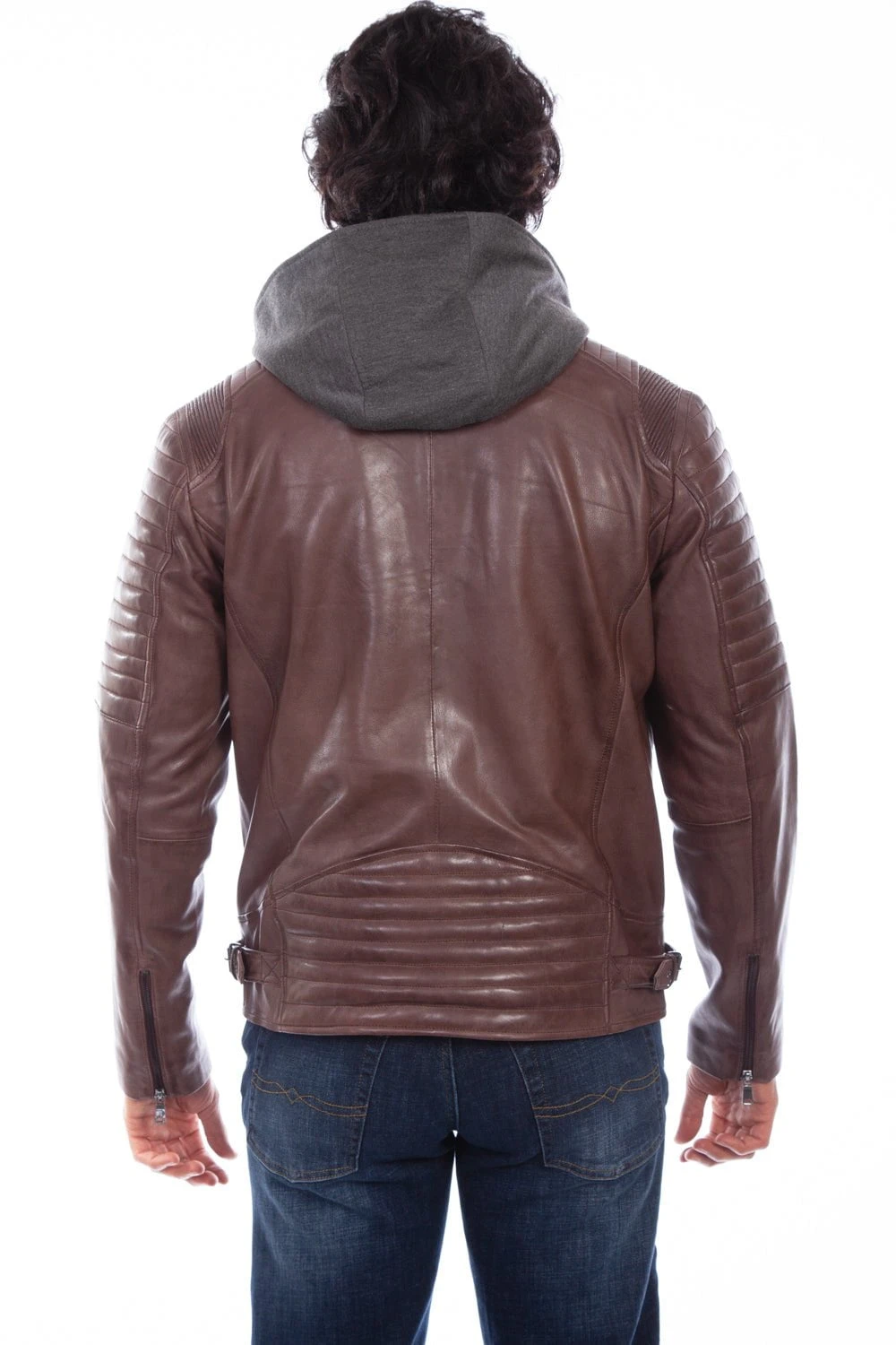 Scully Mens Brown Leather Sporty Hooded Jacket - Image 2