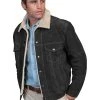 Scully Leather Mens Boar Suede Sherpa Fleece Jean Jacket Black
