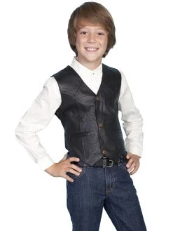 Scully Kid's Lambskin Vest - Black