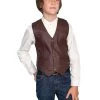 Scully Leather Kids Boys Brown Lamb Western Vest