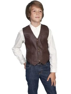 Scully Kid's Lambskin Vest - Brown