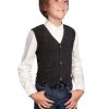 Scully Leather Kids Boys Black Boar Suede Western Vest