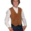 Scully Leather Kids Boys Bourbon Boar Suede Western Vest