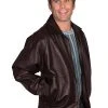 Scully Leather Mens A2 Bomber Lamb Jacket Zip Front Brown