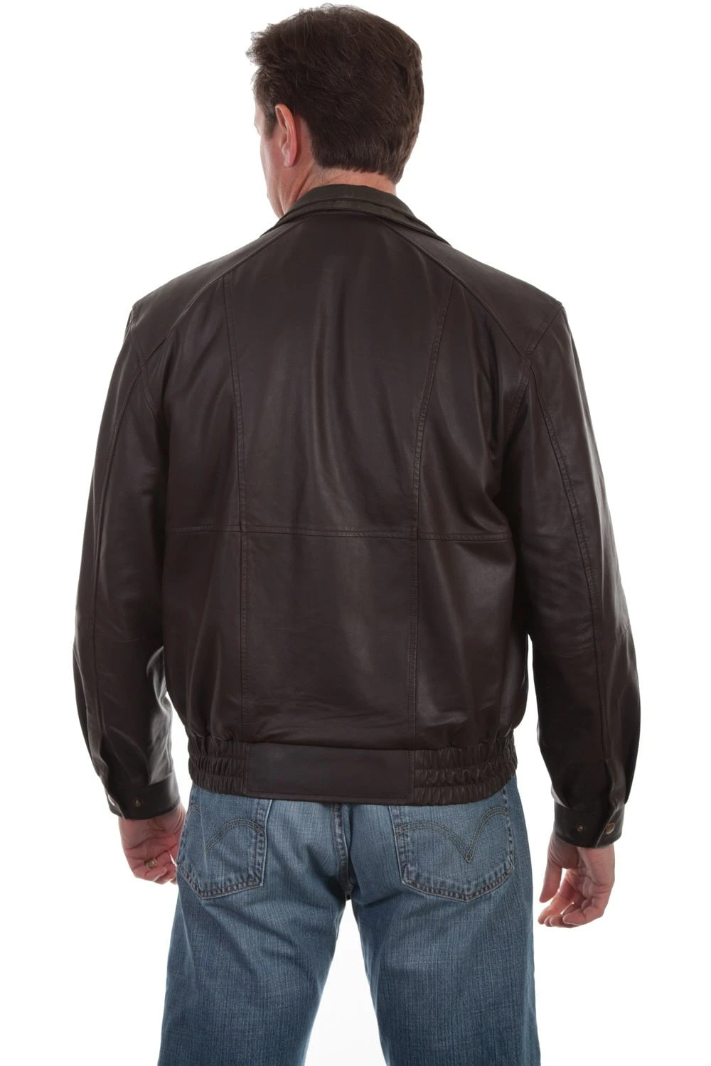 Scully Mens Chocolate/Olive Leather Featherlite Jacket - Image 3