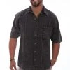 Scully Mens Distressed Black 100% Cotton Traveler S/S Shirt
