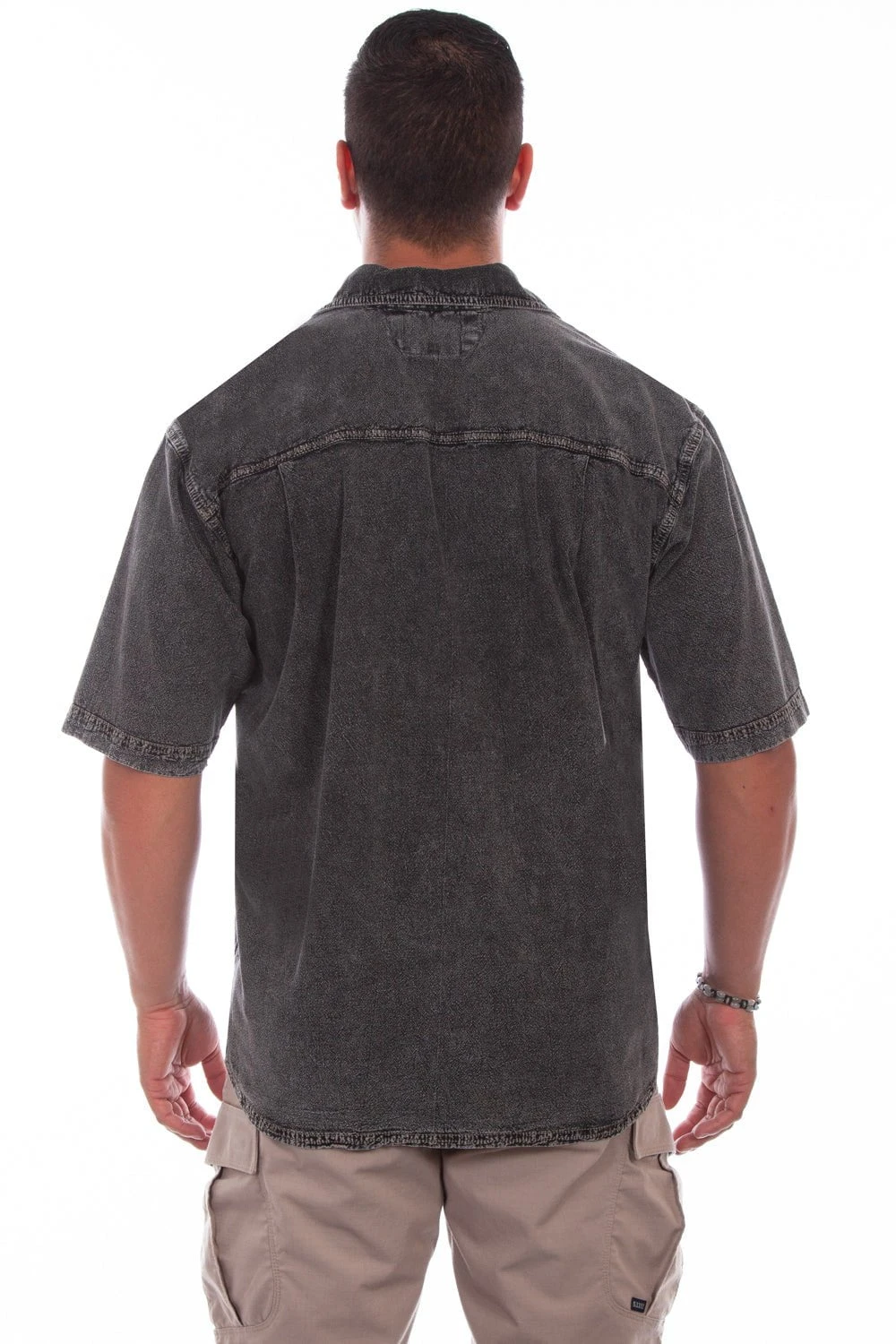 Scully Mens Distressed Black 100% Cotton Traveler S/S Shirt - Image 2
