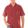 Scully Mens Burgundy 100% Cotton Traveler S/S Shirt