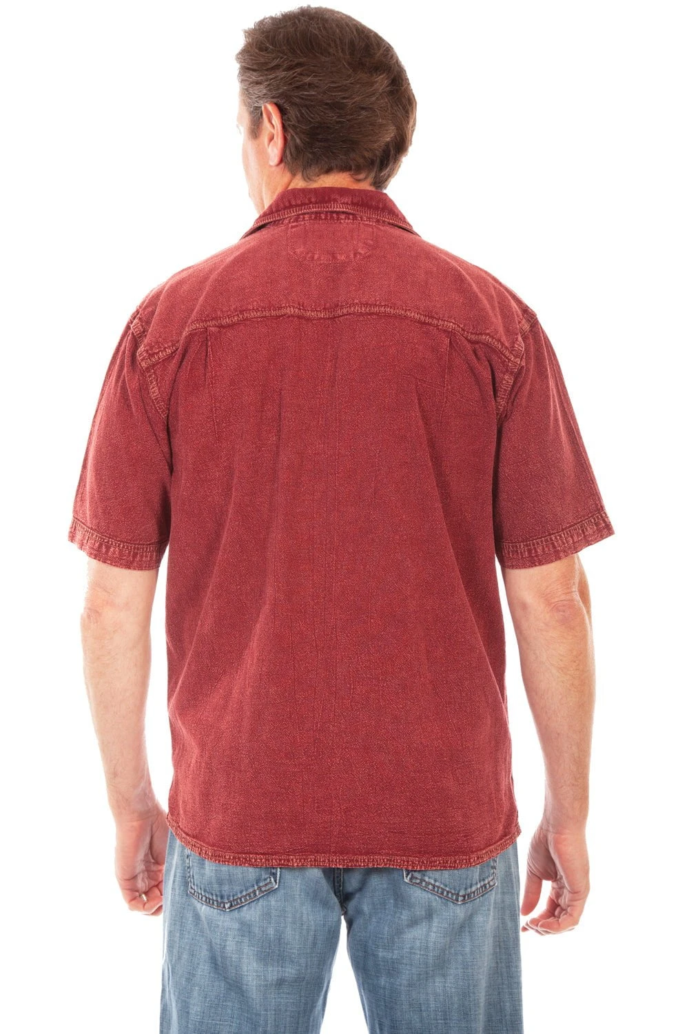 Scully Mens Burgundy 100% Cotton Traveler S/S Shirt - Image 2