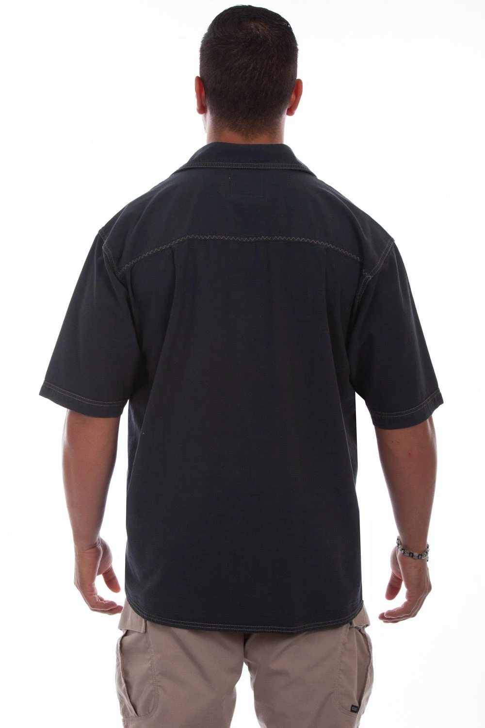 Scully Mens Gunmetal 100% Cotton Traveler S/S Shirt - Image 2