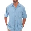Scully Mens Sky Blue 100% Cotton Traveler S/S Shirt