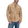 Scully Leather Mens Western Trapper L/S Fringe Shirt Bourbon