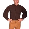 Scully RangeWear Mens Chocolate 100% Cotton Vintage L/S Full Cut Shirt