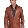 Scully Leather Mens Western Lambskin Blazer Antique Brown