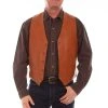 Scully Leather Mens Western Lambskin Button Front Vest Ranch Tan