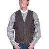 Scully Leather Mens Western Lambskin Button Front Vest Brown