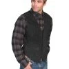 Scully Leather Mens Western Boar Suede Snap Front Vest Black