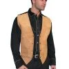 Scully Leather Mens Western Boar Suede Snap Front Vest Bourbon
