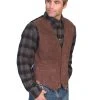 Scully Leather Mens Western Boar Suede Snap Front Vest Expresso