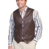 Scully Mens Brown Soft Lamb Western Snap Vest