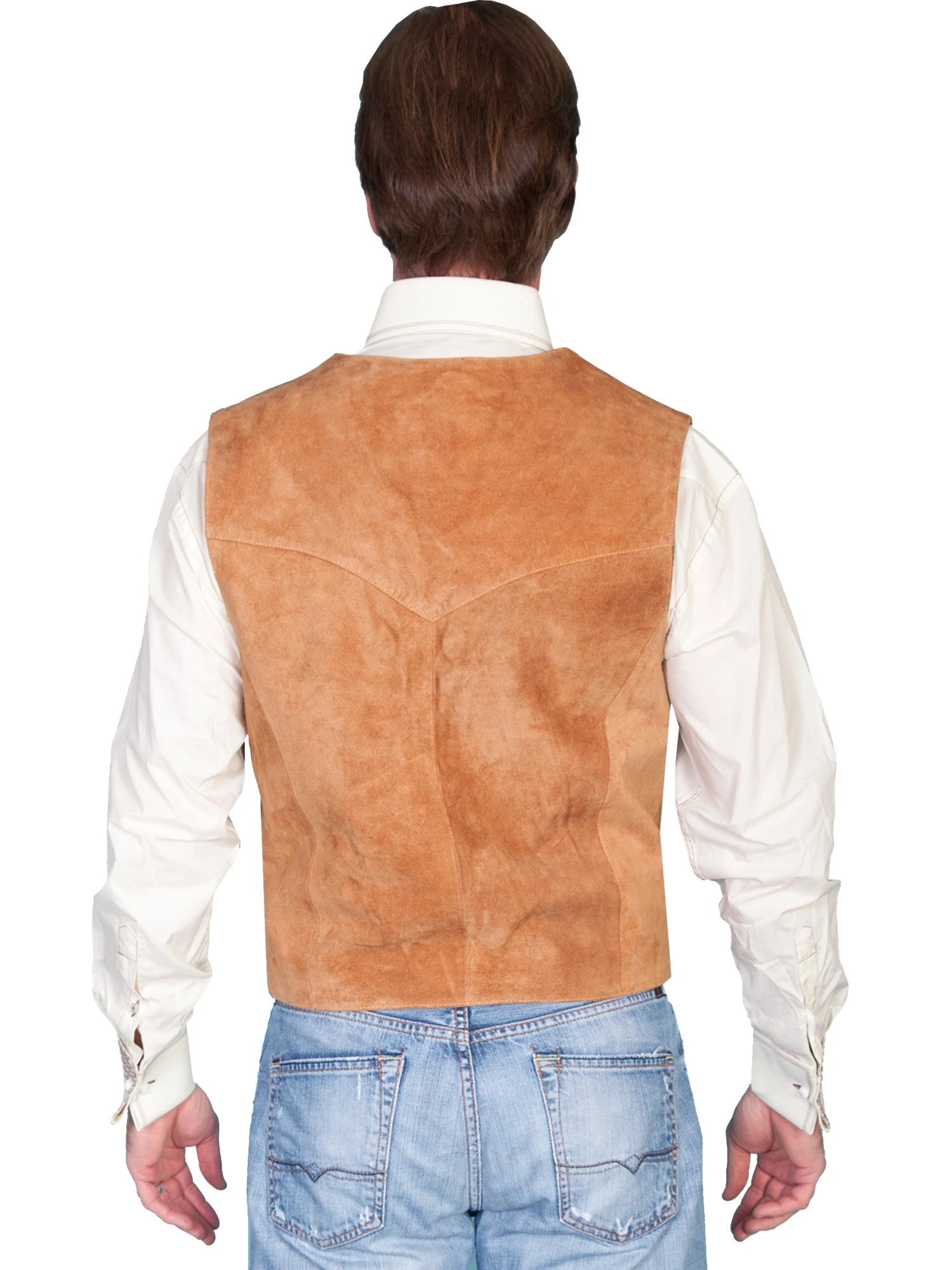 Scully Mens Rust Calf Suede Western Snap Vest - Image 2