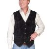Scully Mens Black Calf Suede Western Snap Vest
