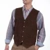 Scully Mens Brown Calf Suede Western Snap Vest