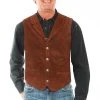 Scully Mens Cafe Brown Leather Lapel Vest