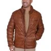 Scully Mens Cognac Lambskin Horizontal Ribbed Jacket