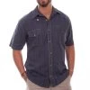 Scully Mens Vallarta Blue 100% Cotton Beechwood S/S Shirt