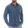 Scully Mens Lt Washed Denim 100% Cotton Trail Walk L/S Shirt