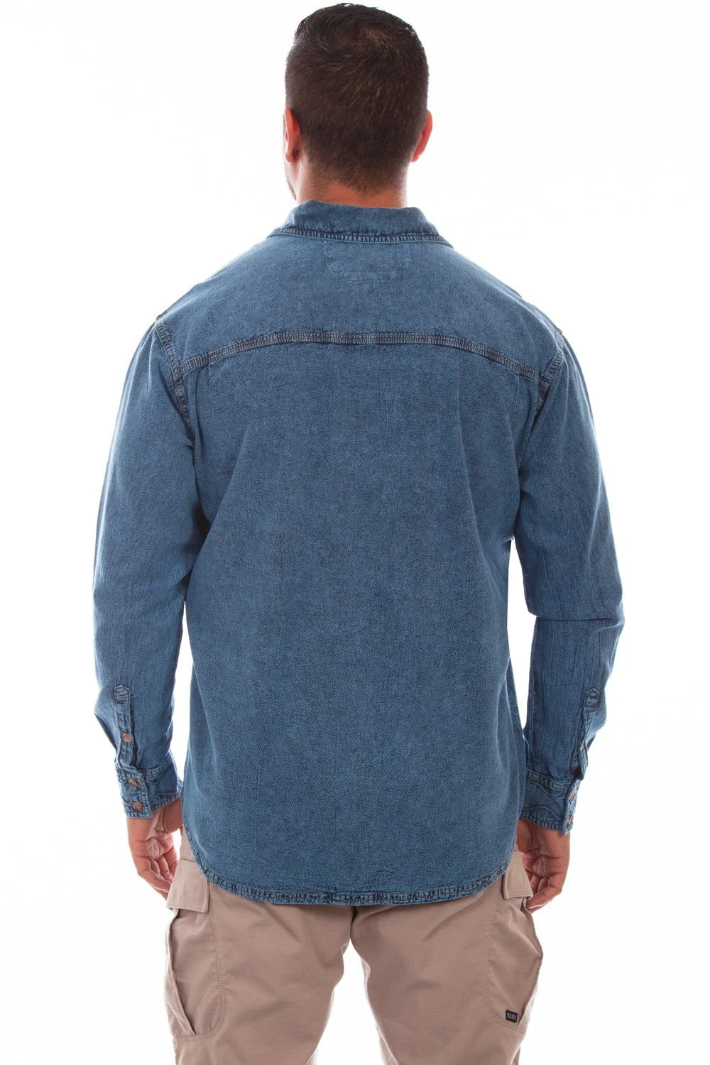 Scully Mens Lt Washed Denim 100% Cotton Trail Walk L/S Shirt - Image 2