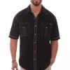 Scully Mens Black 100% Cotton Voyager S/S Shirt