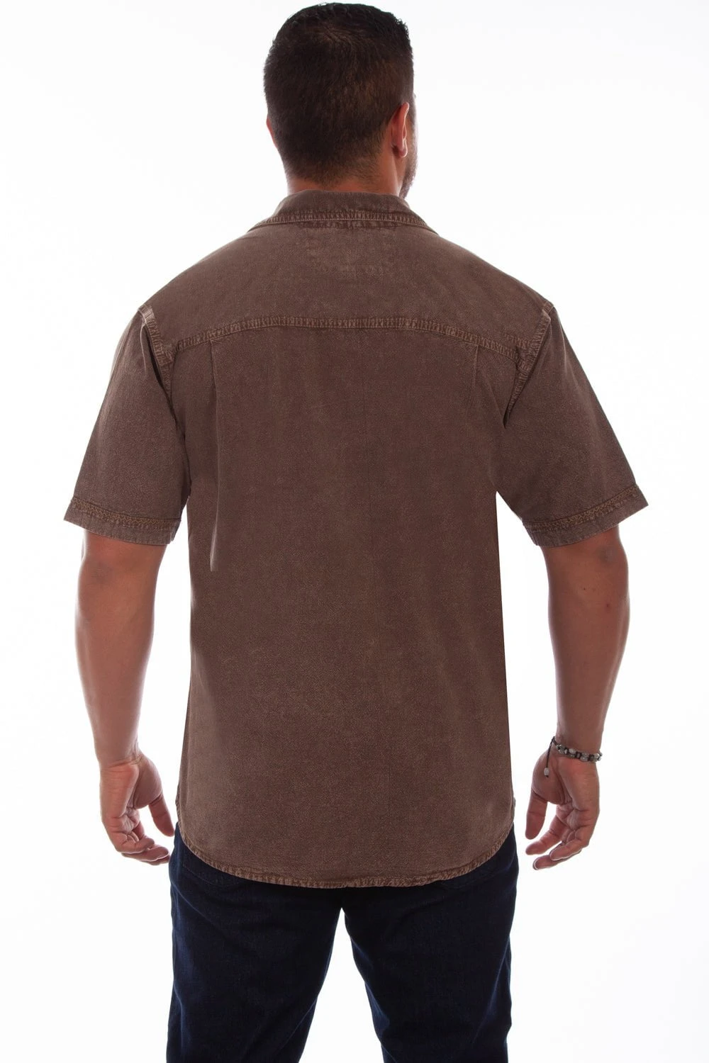 Scully Mens Light Latte 100% Cotton Voyager S/S Shirt - Image 2