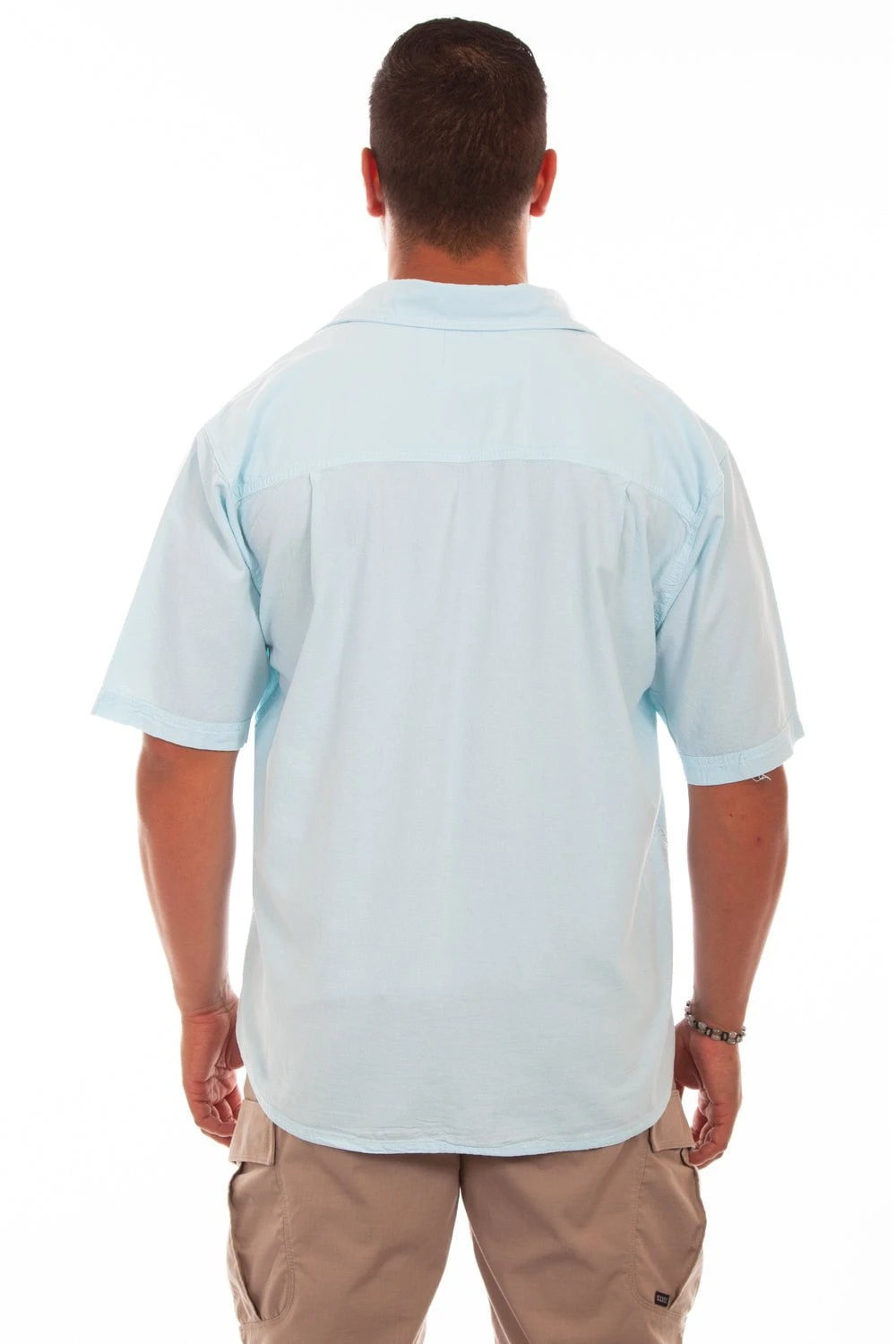 Scully Mens Aqua Sky 100% Cotton Calypso S/S Shirt - Image 2