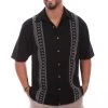Scully Mens Black/Tan 100% Cotton Calypso S/S Shirt