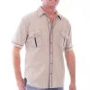 Scully Mens Stone 100% Cotton Ridgeline S/S Shirt