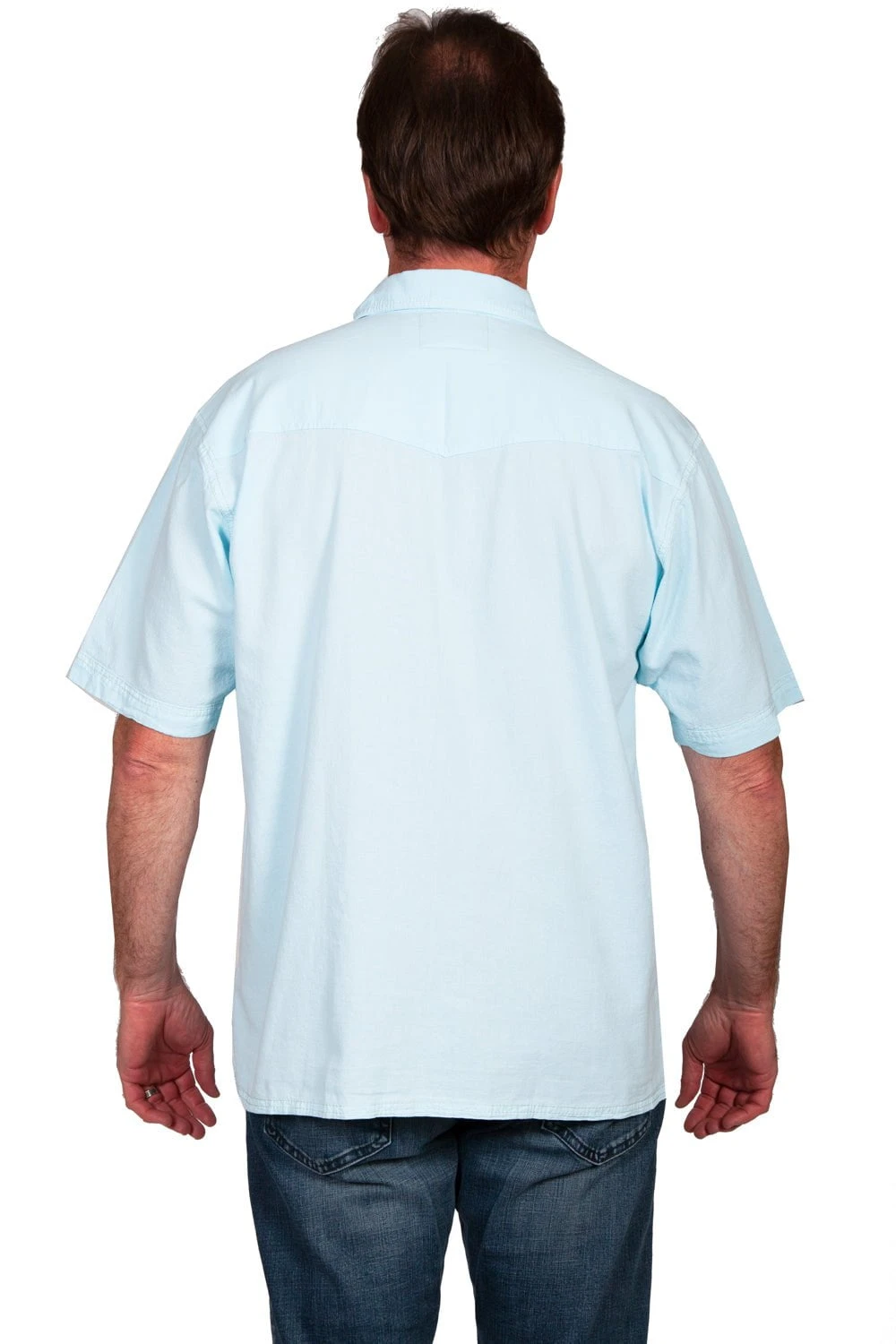 Scully Mens Aqua Sky 100% Cotton Tonal Tropical S/S Shirt - Image 2