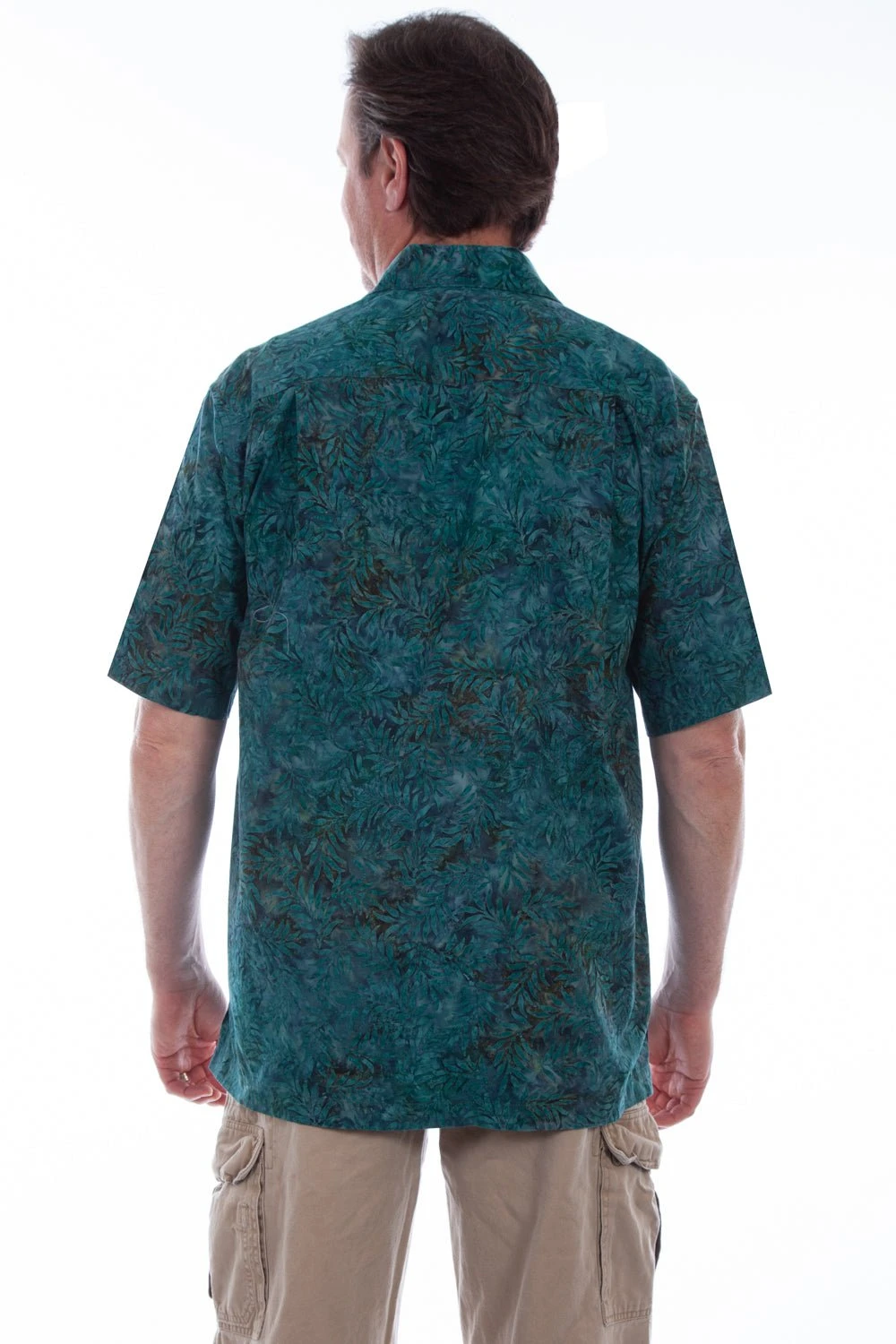 Scully Mens Deep Sea 100% Cotton Leaf Batik S/S Shirt - Image 2