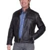 Scully Leather Mens Grey Hand Finished Lamb Cafe Racer Jacket