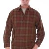 Scully Mens Wine/Brown 100% Cotton Sherpa-Lined Jacket