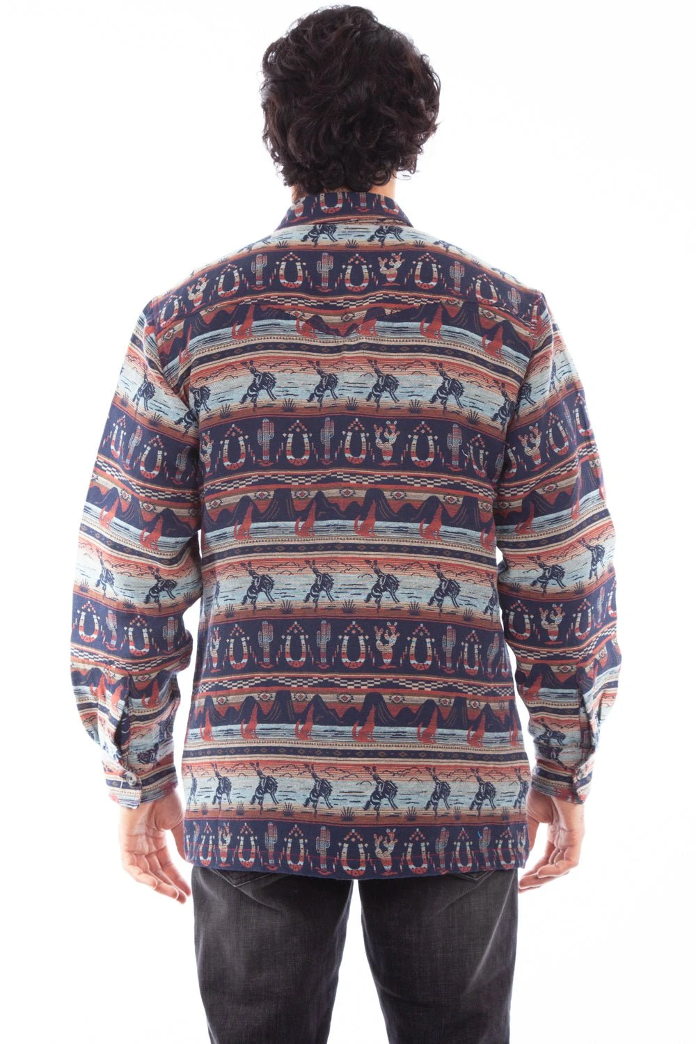 Scully Mens Navy 100% Cotton Southwest Jacket - Image 2