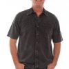 Scully Mens Black Distressed 100% Cotton Horses S/S Shirt