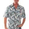 Scully Mens White/Turquoise 100% Cotton Palm Trees S/S Shirt